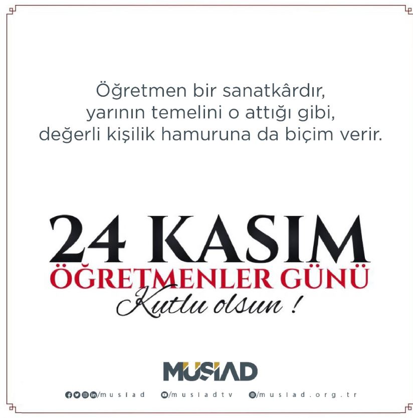 24 Kasım Öğretmenler Gününü Tebrik Ederiz.